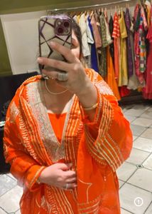 Orange Embroidered Kurta Set