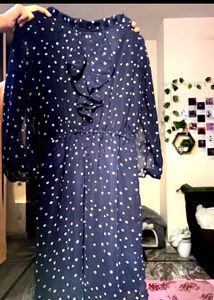Navy Polka Dot Midi Dress
