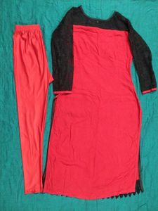 Red &amp; Black Kurti Set