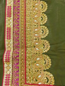 Elegant Olive Green Saree With Blouse