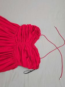 RITU KUMAR Red Halter Neck Tie Maxi Dress