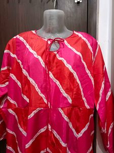 Red &amp; Pink Chevron Print Dress