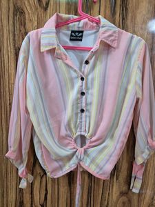 Striped Tie-Front Top