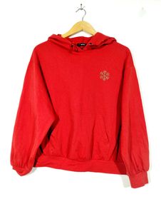 Red Printed Loose Fit Hoodie (Women's)