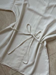 White Button Tie Top