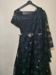 Black &amp; Gold Polka Dot Party Dress Ethnic Lehenga
