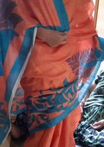 Orange Cotton Saree