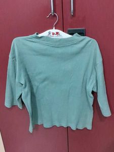 Olive Green Ribbed Mock Neck Top