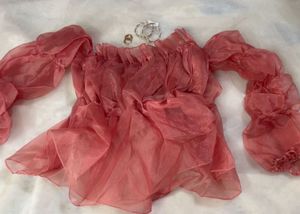 Chic Pink Ruffled Off-Shoulder Top