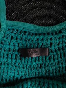 Zara Teal Crochet Fringe Coachella Bag