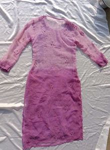 Tie Dry Lavender Chikankari Mirror Work Kurti💜