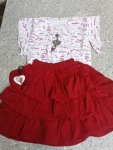 Girls Top and Ruffled Skirt Set