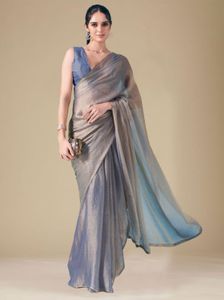 Elegant Ombre Saree - Blue & Silver