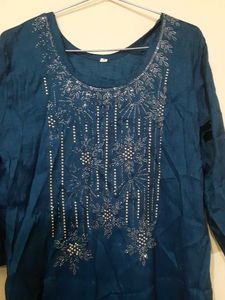 Teal Embellished Kurta