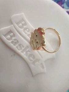 Cute Pink Bow Kitty Necklace &amp; Ring Set