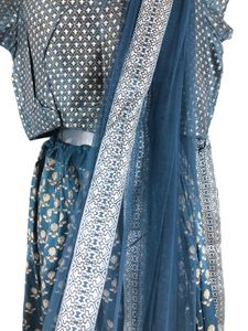 Blue Printed Lehenga Choli Set (Women’s)