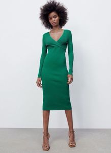 Marine Lorphelin Green Zara bodycon dress