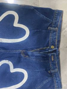Heart Print Denim Jeans