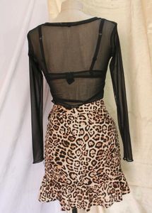 Forever 21 Leopard Print Ruffle Wrap Around Skirt