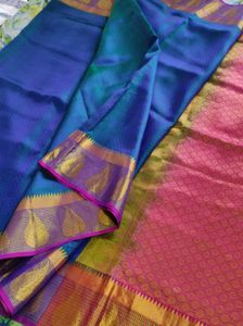 Elegant Blue &amp; Pink Saree