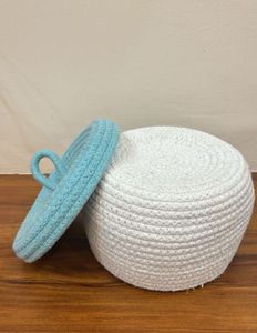Cute Blue &amp; White Woven Basket