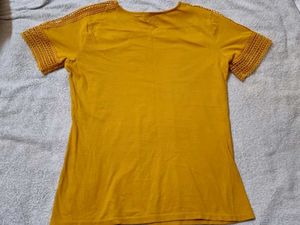 Mustard Crochet Sleeve Top