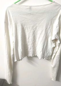 Cute White Long Sleeve Top