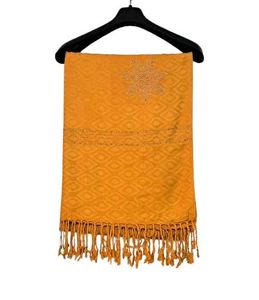MUSTARD STOLE WITH SWAROVSKI WORK