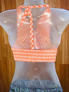 Orange Checkered Crop Top