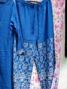 Sale 🔥🔥High Low Cotton Kurta With Pant Set 🔵💙