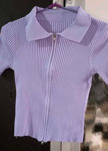 Lilac Luxe Zip Polo Tee