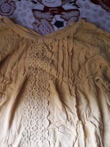Mustard Crochet Detail Top