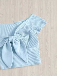 Cute Blue Tie-Front Crop Top