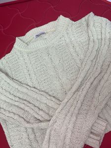Zara Knit Cable Sweater - Light Yellow