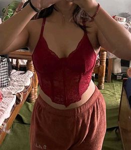 Burgundy Lace Bustier Top