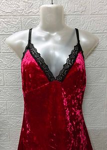 Lace &amp; Velvet Spaghetti Pink Dress