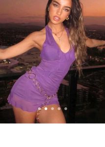 Purple Halter Bodycon Mini Dress