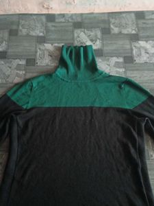 Two-Tone Turtleneck Sweater