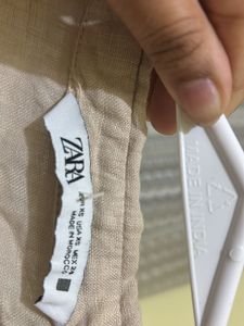 Beige Linen Button-Down Shirt