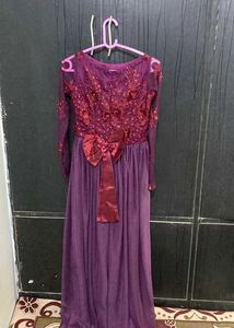 Elegant Purple Floral Gown