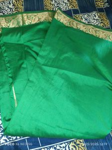 Silk Green Sari with Gold Accents