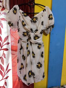 Daisy Print Tie-Front Mini Dress