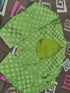 Green Blouse with Gold Dots