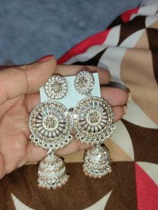 Silver And Golden Colour Earrings