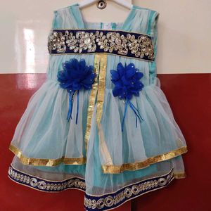 Sea Green Girls Net Frock