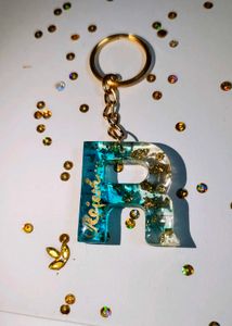Resin Initial Keychain - R