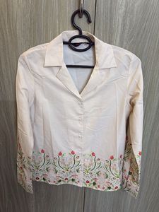 Floral Trim Button-Down Shirt