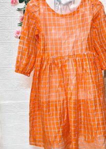 🥳🥳🥳Free! Free! Free!/ Orange Checkered Dress
