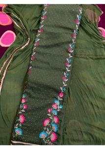 Unstitched floral suit With Dupatta