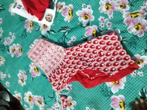 Red Embroidered Dress Material